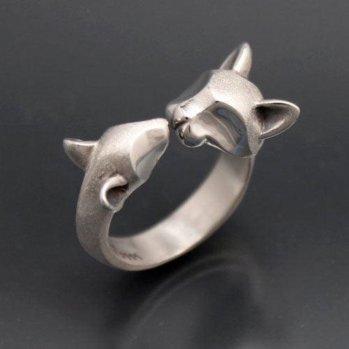 Cat and Mouse Ring in Sterling Silver - Jamies Horse Jewelry