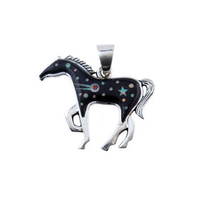 Celestial Inlay Horse Pendant Necklace