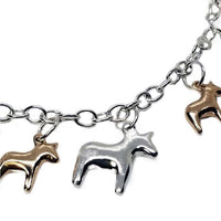 Chunky Pony Charm Bracelet Sterling Silver and Bronze - Jamies Horse Jewelry