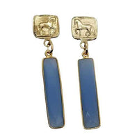 Piaffe Dressage Horse Earrings in Bronze with Gemstone Dangles - Jamies Horse Jewelry