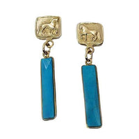 Piaffe Dressage Horse Earrings in Bronze with Gemstone Dangles - Jamies Horse Jewelry