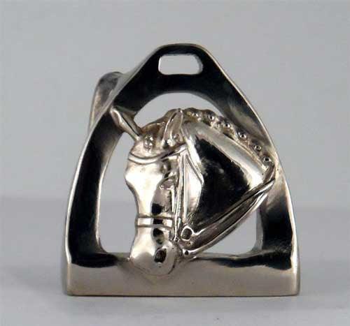 Dressage Horse and Stirrup Belt Buckle in Bronze - Jamies Horse Jewelry
