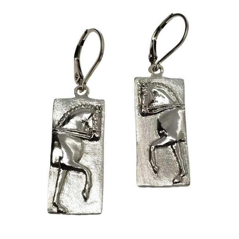 Top Vintage Unique Sterling Large Indian Horse Dangle Movable Earrings