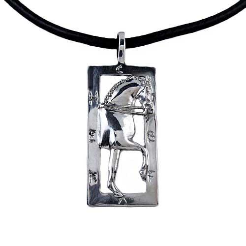 Enter at A Dressage Horse Pendant Necklace - Jamies Horse Jewelry
