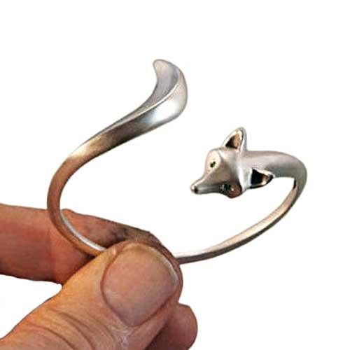 Sterling Silver Fox Bangle Bracelet