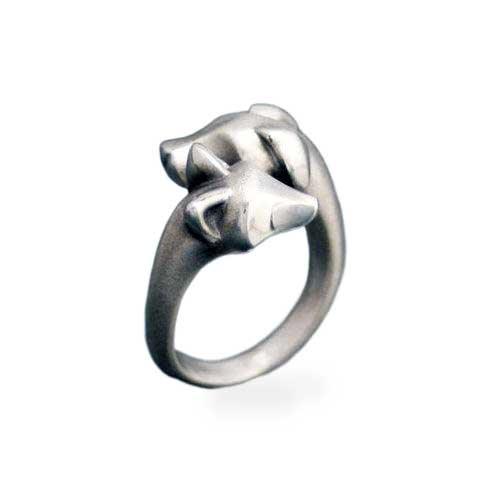 Fox and Hound Ring in Sterling Silver - Jamies Horse Jewelry