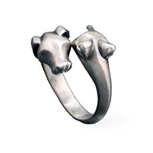 Fox and Hound Ring in Sterling Silver - Jamies Horse Jewelry