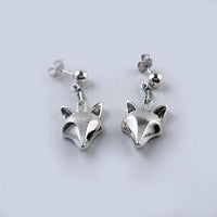 Fox Head Dangle Earrings Sterling Silver - Jamies Horse Jewelry