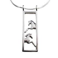 Framed Pair of Horses Necklace  sterling silver