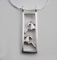 Framed Pair of Horses Necklace sterling silver 