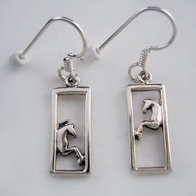 Framed Horse Earrings Sterling Silver