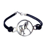 Dressage Half Pass Sterling Silver and Leather Cord Bracelet