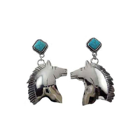 Sterling Silver Horse Dangle Earrings | Cute Pony Mustang Post Earrings, Handmade Jewelry Gift For Animal Lovers
