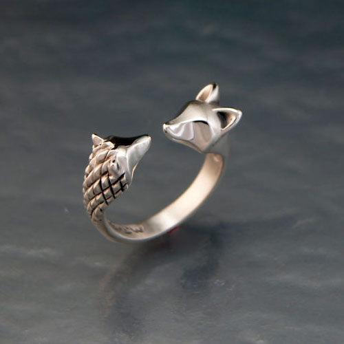 Hedgehog and Fox Ring - Jamies Horse Jewelry