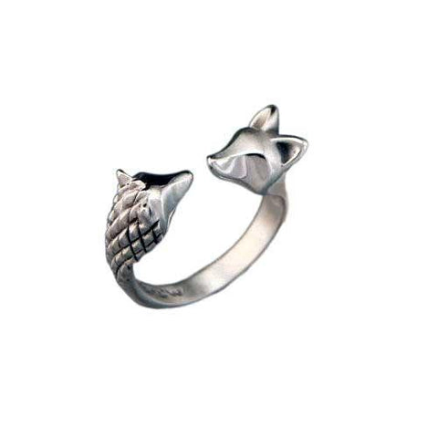 PLATO H S925 Sterling Silver Fox Animal Ring and Earrings Jewelry Sets