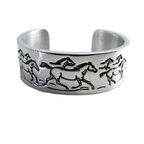 Running Horses Cuff Bracelet Aluminum