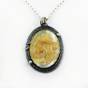 MOP Horse Head accented with Curls and Gemstones Necklace