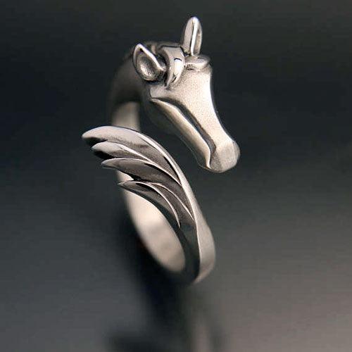 Horse Head and Tail Ring in Sterling Silver - Jamies Horse Jewelry