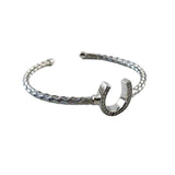 Horseshoe Bracelet with Weave Pattern Sterling Silver