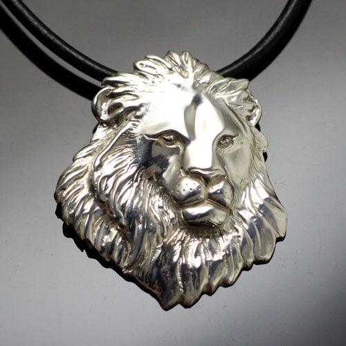 Lion Head Pendant Necklace Sterling Silver