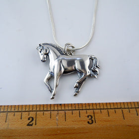 On Dancer Prancer Horse Pendant Necklace Sterling Silver