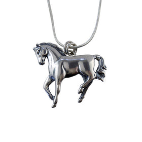 On Dancer Prancer Horse Pendant Necklace Sterling Silver OOAK