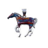 Watercolor Inlay Horse Pendant Necklace