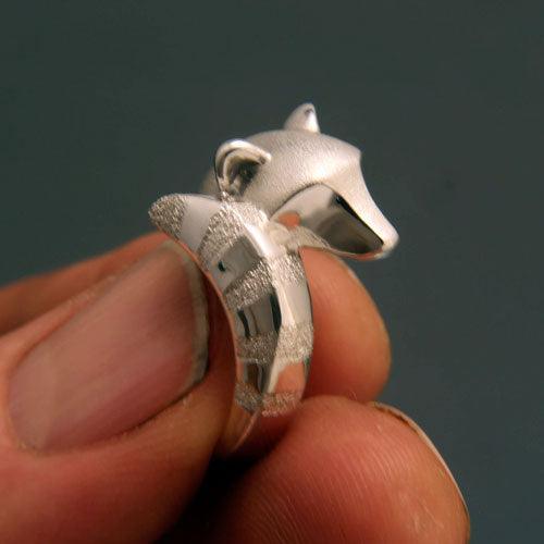 Raccoon Ring in Sterling Silver - Jamies Horse Jewelry