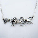 Running Herd of Horses Necklace Sterling Silver