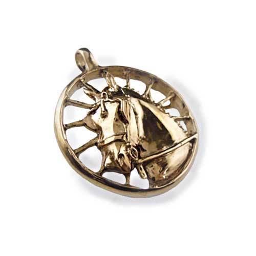 Carriage Horse Pendant Necklace Bronze 