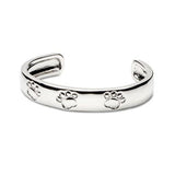 Cuff Bracelet with Paw Prints Sterling Silver and 18k Gold