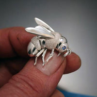 Bumble Bee Pendant Necklace or Pin Sterling Silver - Jamies Horse Jewelry