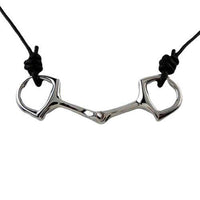Snaffle Bit or Horse Bit Leather Cord Necklace -sterling silver