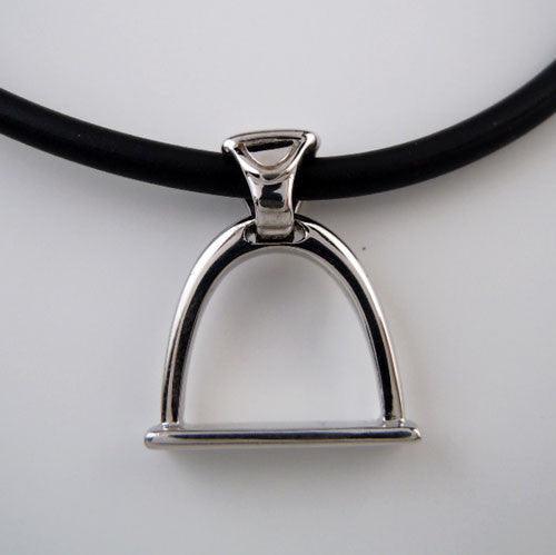 Modern Stirrup Pendant Necklace in Sterling Silver 