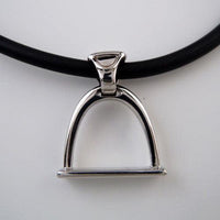 Modern Stirrup Pendant Necklace in Sterling Silver 