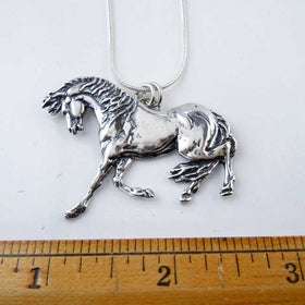 Stormy Horse Pendant Necklace Sterling Silver