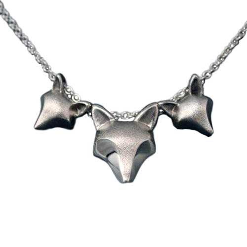 Fox Mother and Kits Necklace - Jamies Horse Jewelry