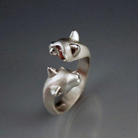 Pair of Cats Ring in Sterling Silver - Jamies Horse Jewelry