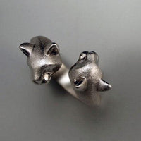 Pair of Cats Ring in Sterling Silver - Jamies Horse Jewelry