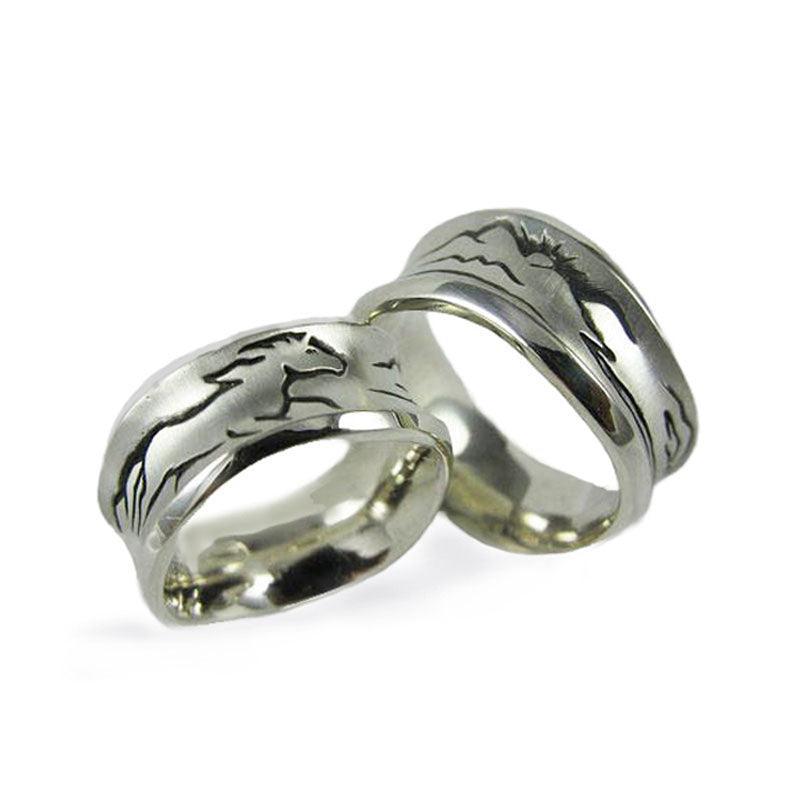 Horse Equestrian Rings Sterling Silver
