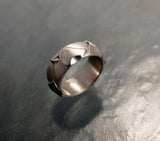 Wolf Head Band Ring in Sterling Silver