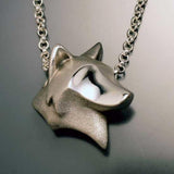 Wolf Head Necklace in Sterling Silver