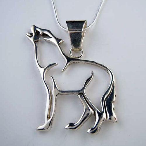 Wolf Pendant Necklace in Sterling Silver - Jamies Horse Jewelry