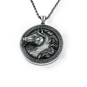 Zeus Horse Head Pendant Necklace Sterling Silver