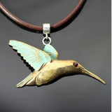 Hummingbird Pendant Necklace in Bronze