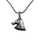 Byzantine Horse Head Necklace on Sterling Silver Chain
