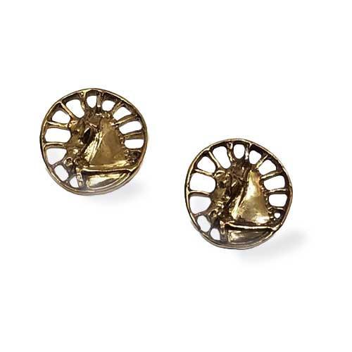 Carriage Driving Horse Stud Earrings in Bronze or Sterling Silver 