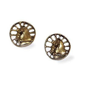 Carriage Driving Horse Stud Earrings in Bronze or Sterling Silver