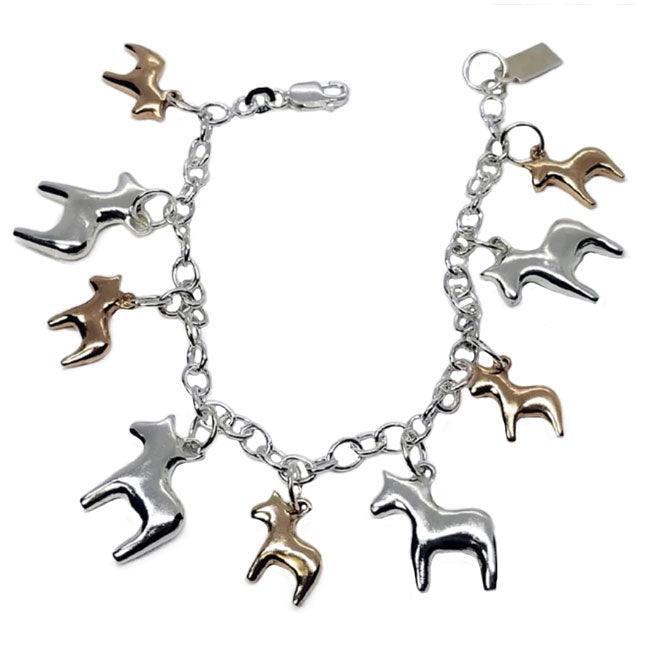 Chunky Pony Charm Bracelet Sterling Silver and Bronze - Jamies Horse Jewelry