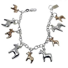 Chunky Pony Charm Bracelet Sterling Silver and Bronze